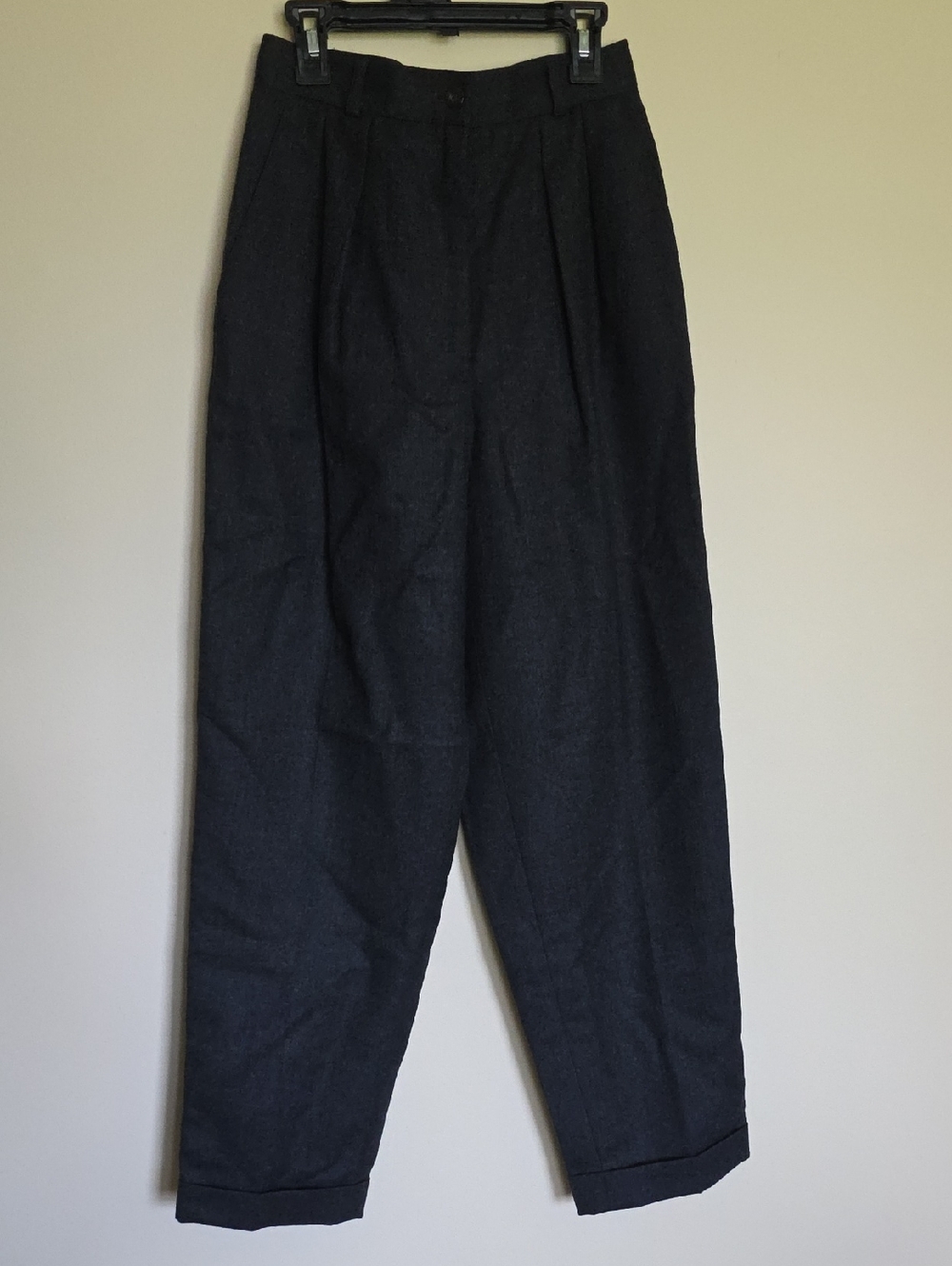 Talbots Vintage Dark Charcoal High-Rise Pleated Tapered Wool Trousers